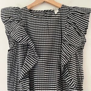 H&M Gingham Dress Ruffles Size 4 Lightweight Sleeveless